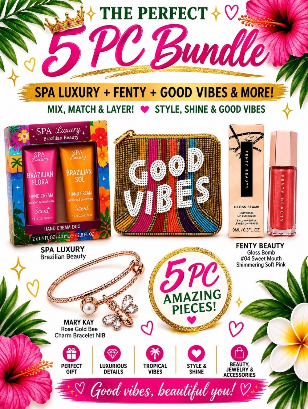 5PC Good Vibes Bundle | Fenty, Spa Luxury, & Mary Kay